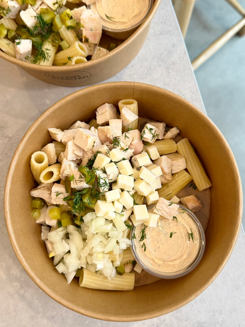 Creamy Chicken Dill Pickle Pasta Salad