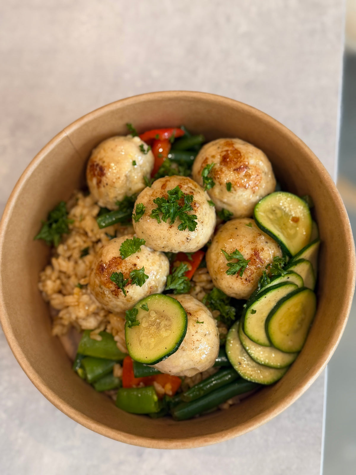 Cottage Cheese Chicken Meatballs & Potatoes