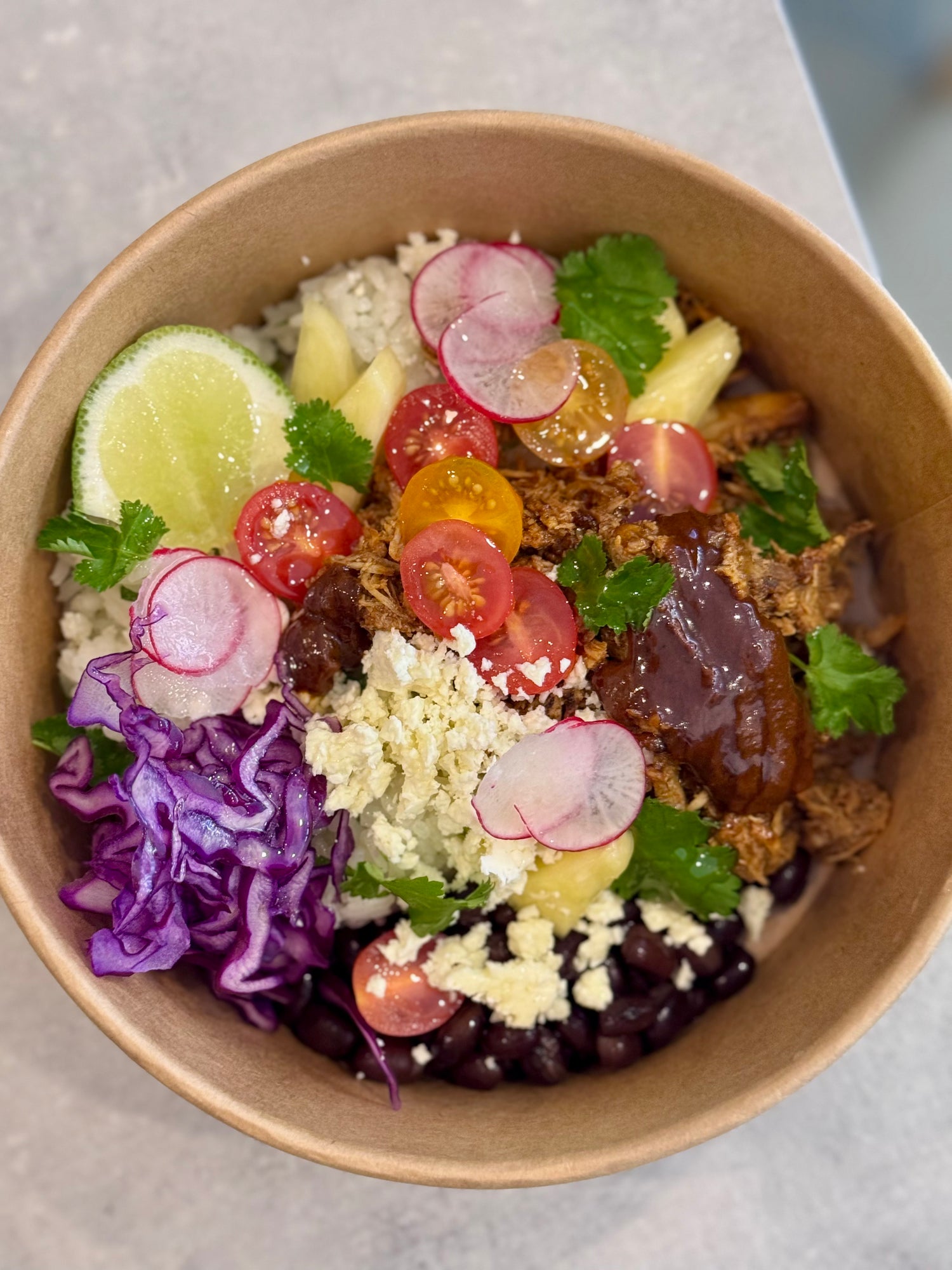 Chicken Carnitas Mole with Cilantro-Lime Rice & Pineapple